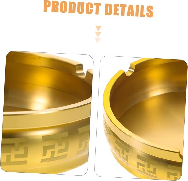 صينية سجائر معدنية مستديرة كلاسيكية بتصميم مدمج للمكتب وحواف ناعمة للمنزل والمكتب - Image 2